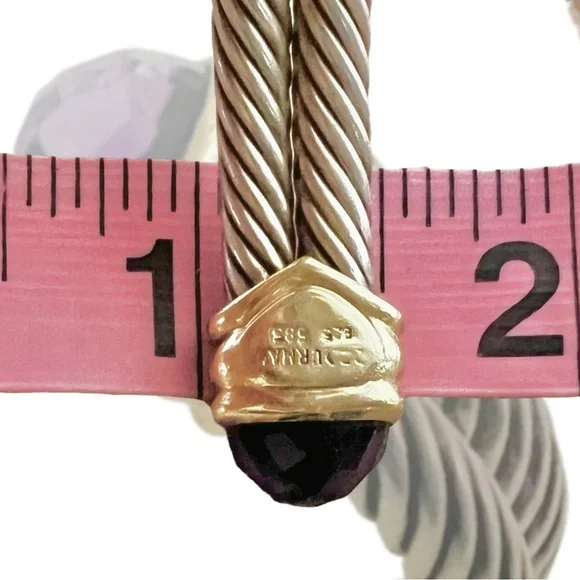 14k David Yurman VINTAGE amethyst double strand stacked cable cuff bracelet - Picture 9 of 9